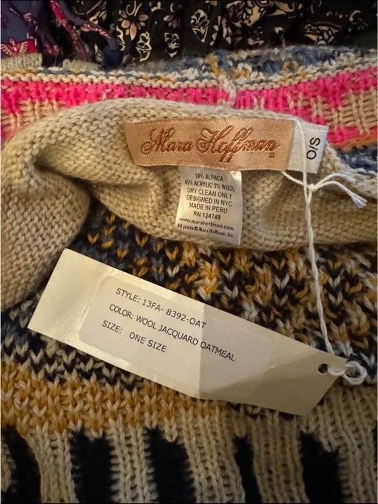 Hard to Find Mara Hoffman Cream Knit Evil Eye Poncho size One Size - Picture 8 of 8